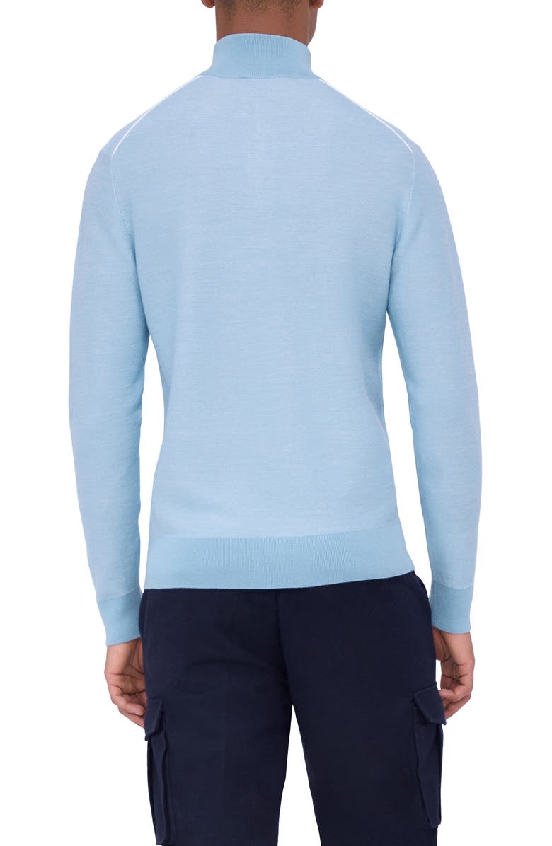 Bugatchi Merino Wool & Silk Bird's Eye Quarter Zip Sweater, Alternate, color, Dusty Blue