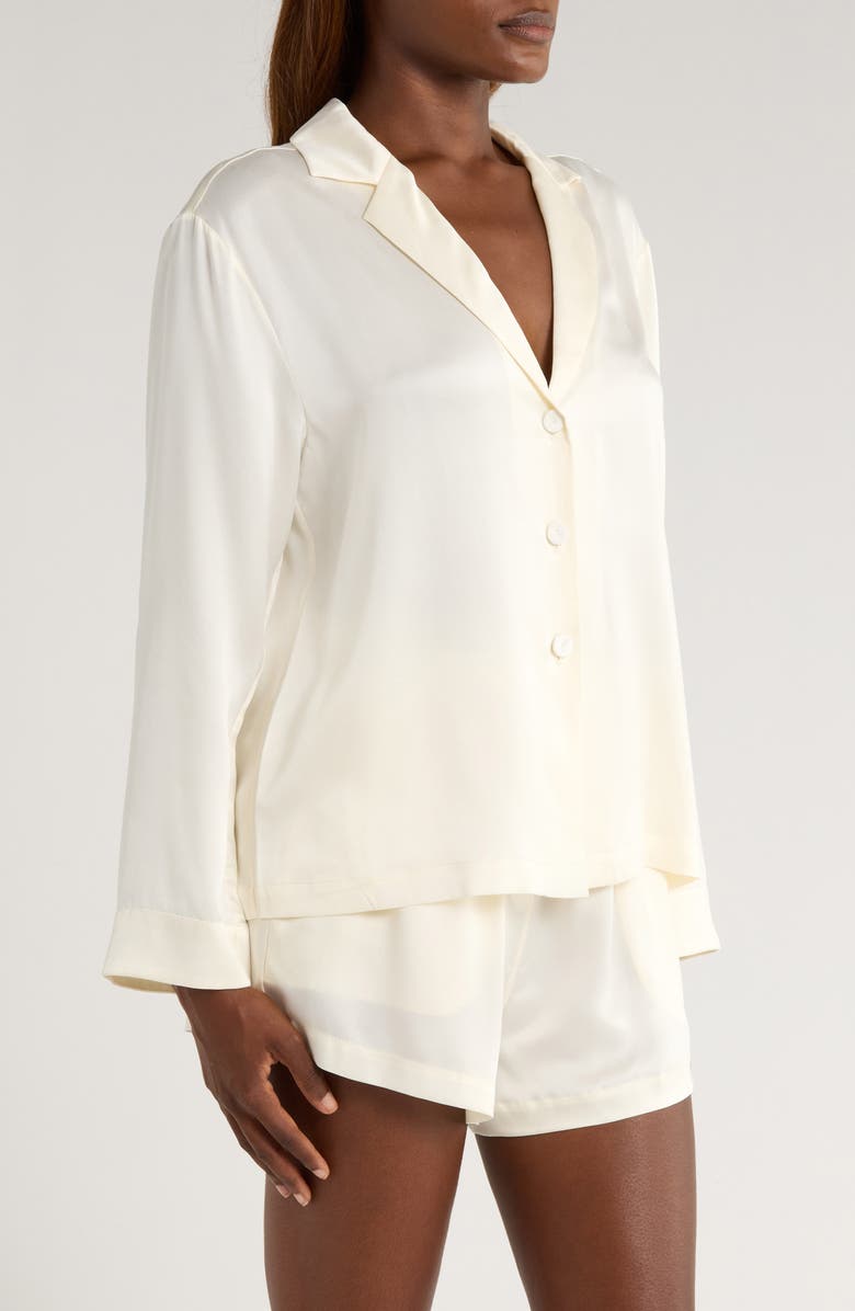 Lunya Washable Silk Short Pajamas, Alternate, color, Tranquil White