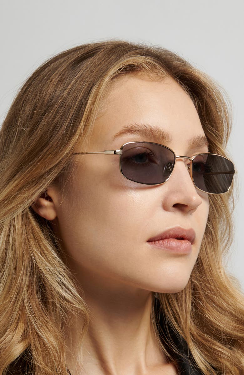 Victoria Beckham 55mm Rectangular Sunglasses, Alternate, color, Gold White Marble/ Grey