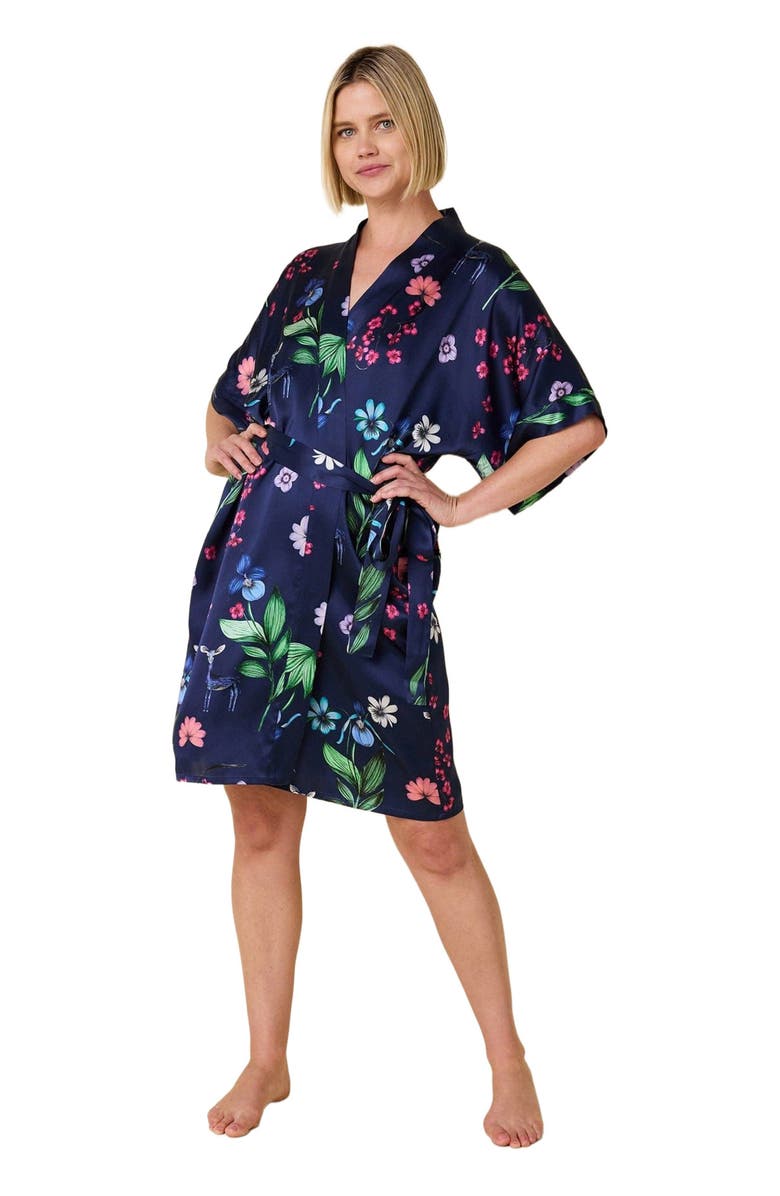The Cat's Pajamas Silk Kimono Robe, Main, color, Deerly