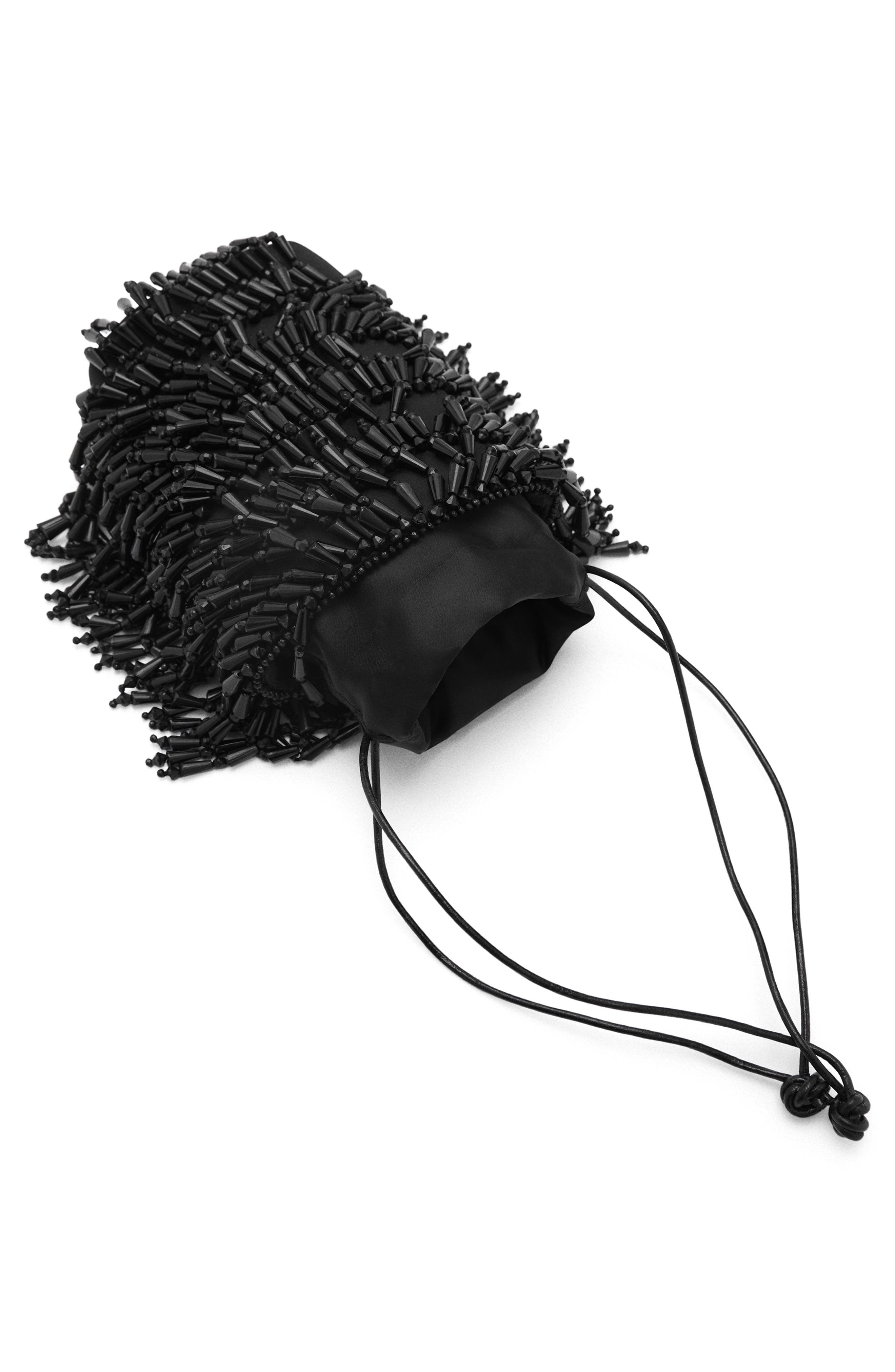 MANGO Beaded Drawstring Bucket Bag, Alternate, color, 