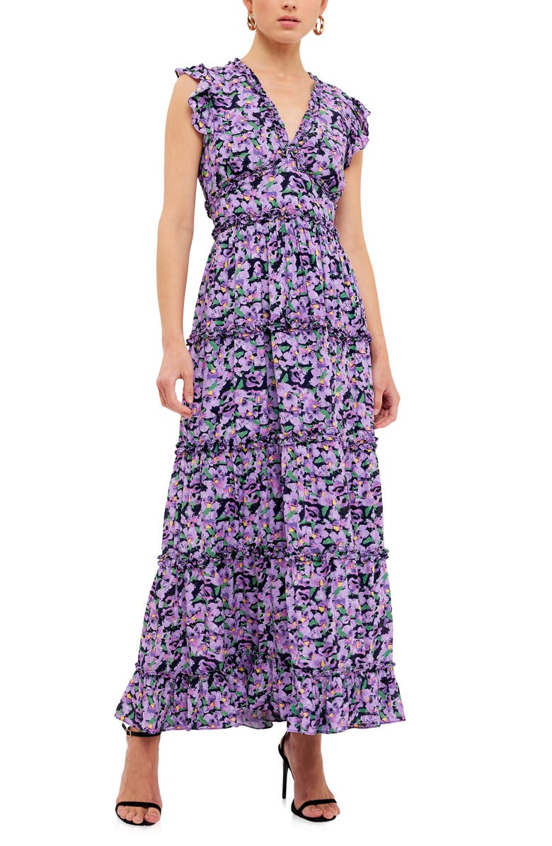 Free the Roses Floral Ruffle Tiered Maxi Dress, Main, color, 