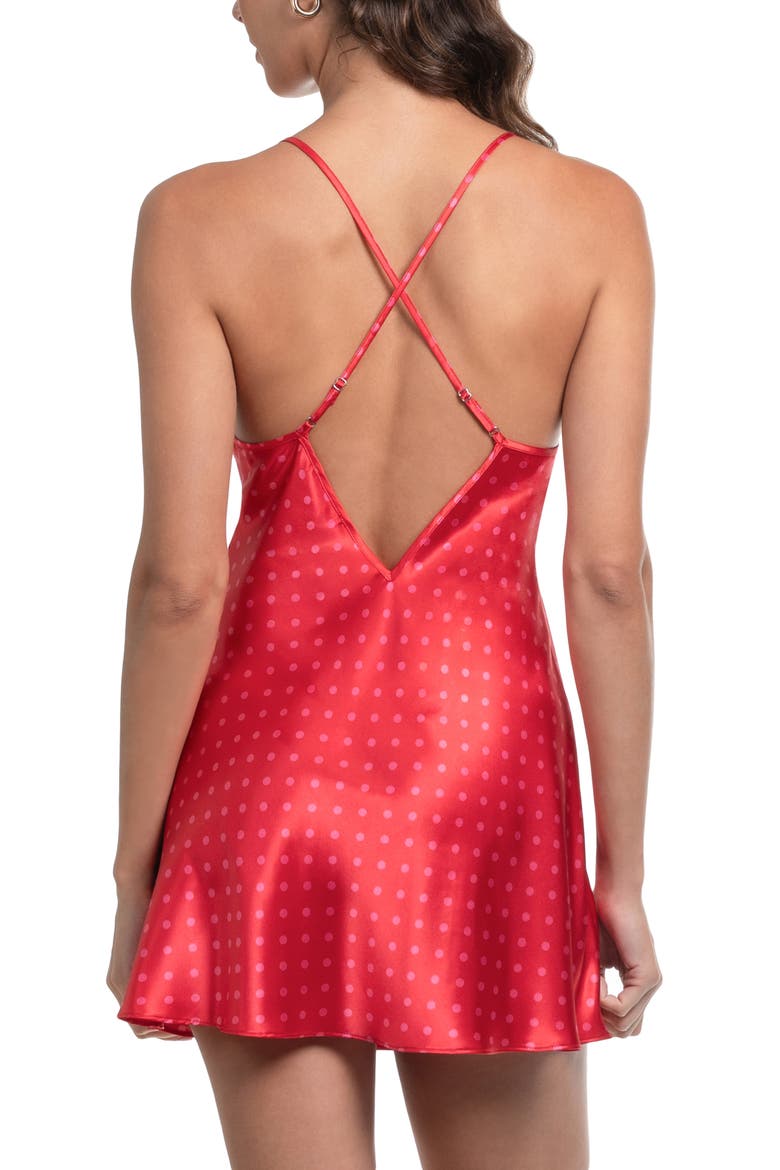 Cammie Polka Dot Satin Chemise, Alternate, color, BRIGHT RED