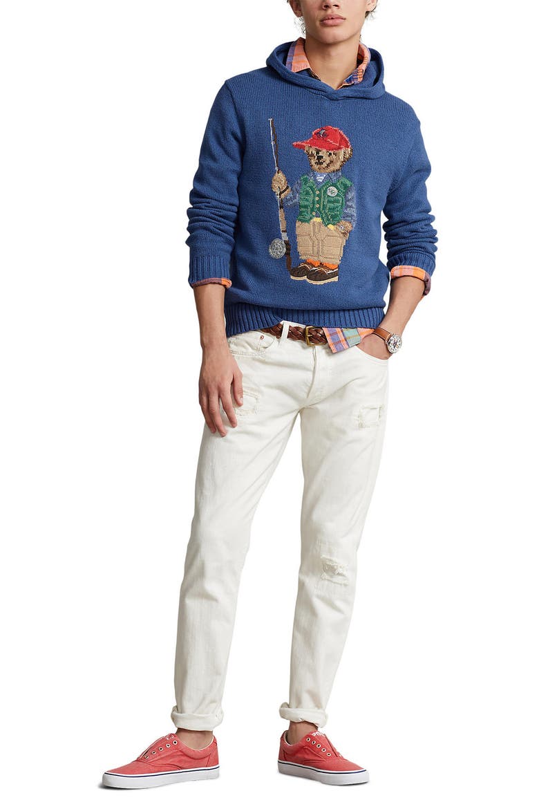 Polo Bear Embroidered Hooded Sweater, Alternate, color, OLD ROYAL