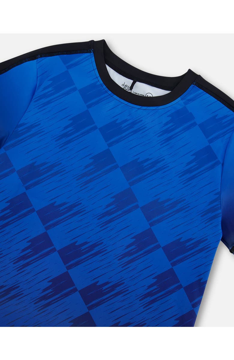 Deux par Deux Little Boy's Printed Athletic Top Blue And Black, Alternate, color, Blue And Black