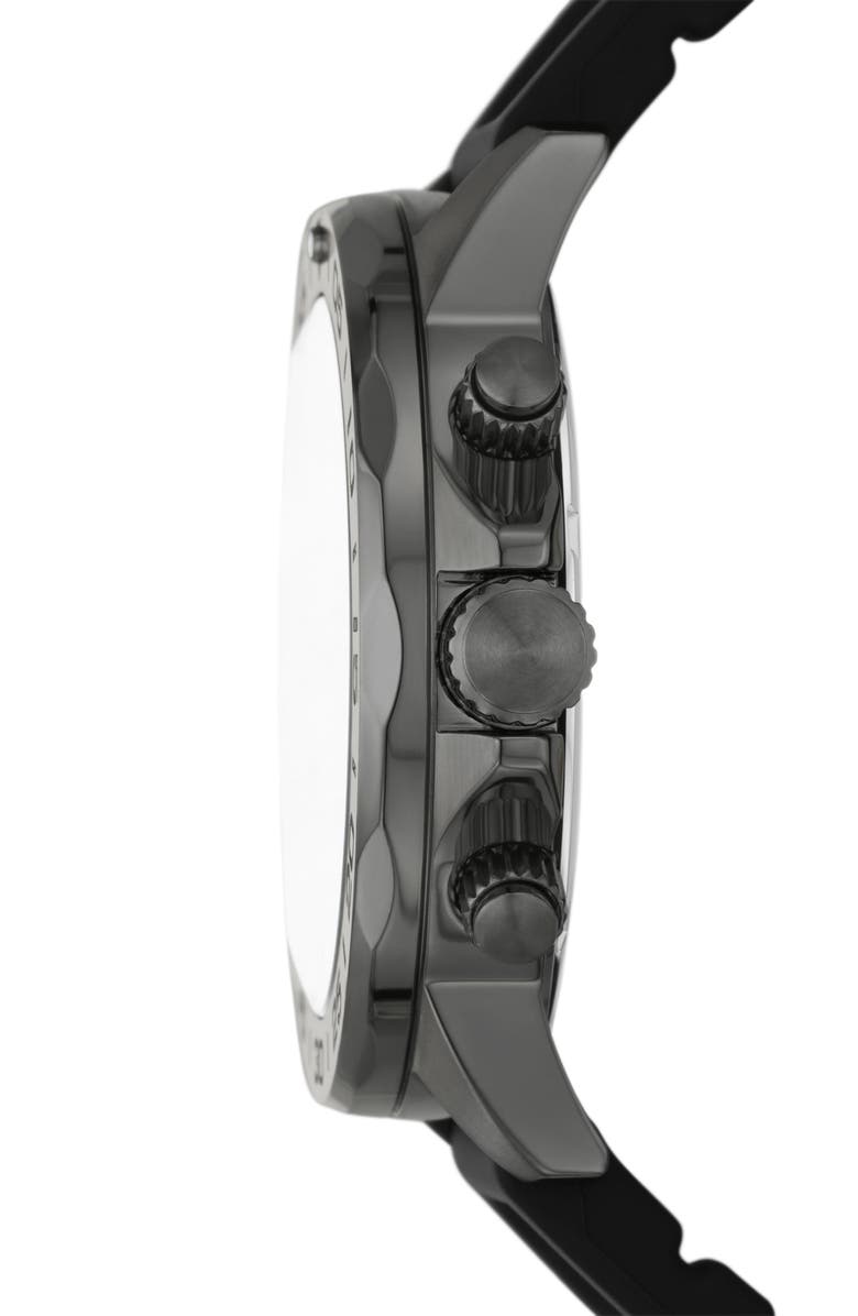 Fossil Bannon Silicone Strap Watch, 45mm, Alternate, color, Gunmetal