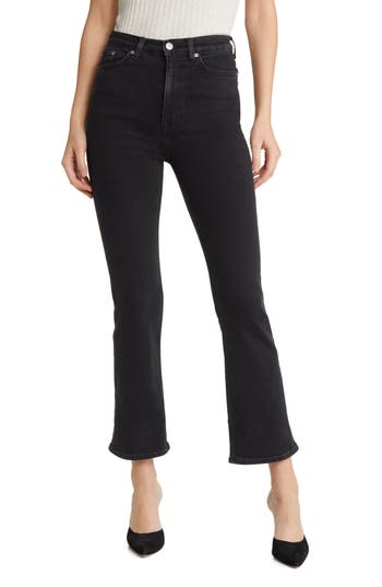 & Other Stories High Waist Ankle Crop Flare Jeans In Black