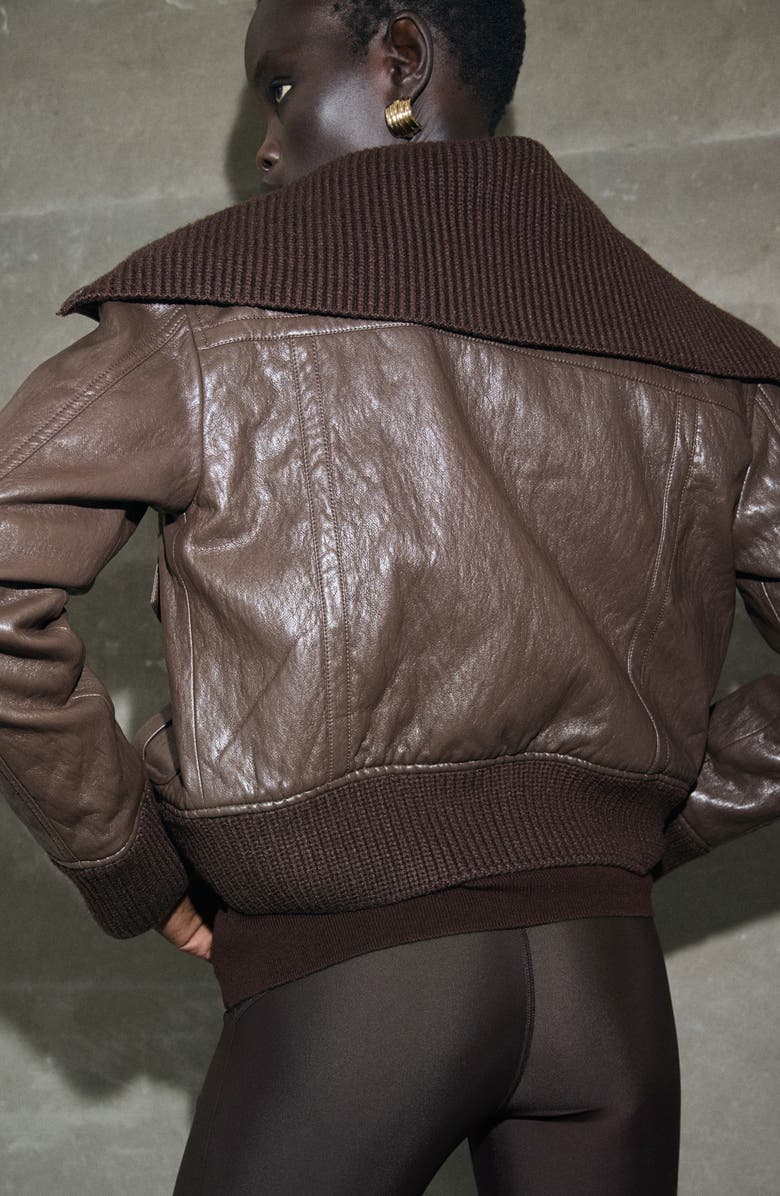 MANGO Crop Faux Leather Jacket, Alternate, color, 