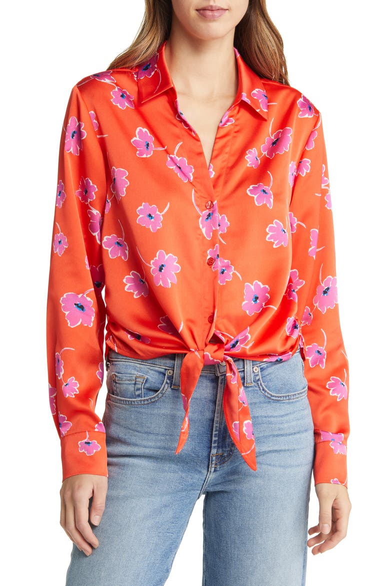 Lover Tie Front Shirt, Main, color, FORGET ME