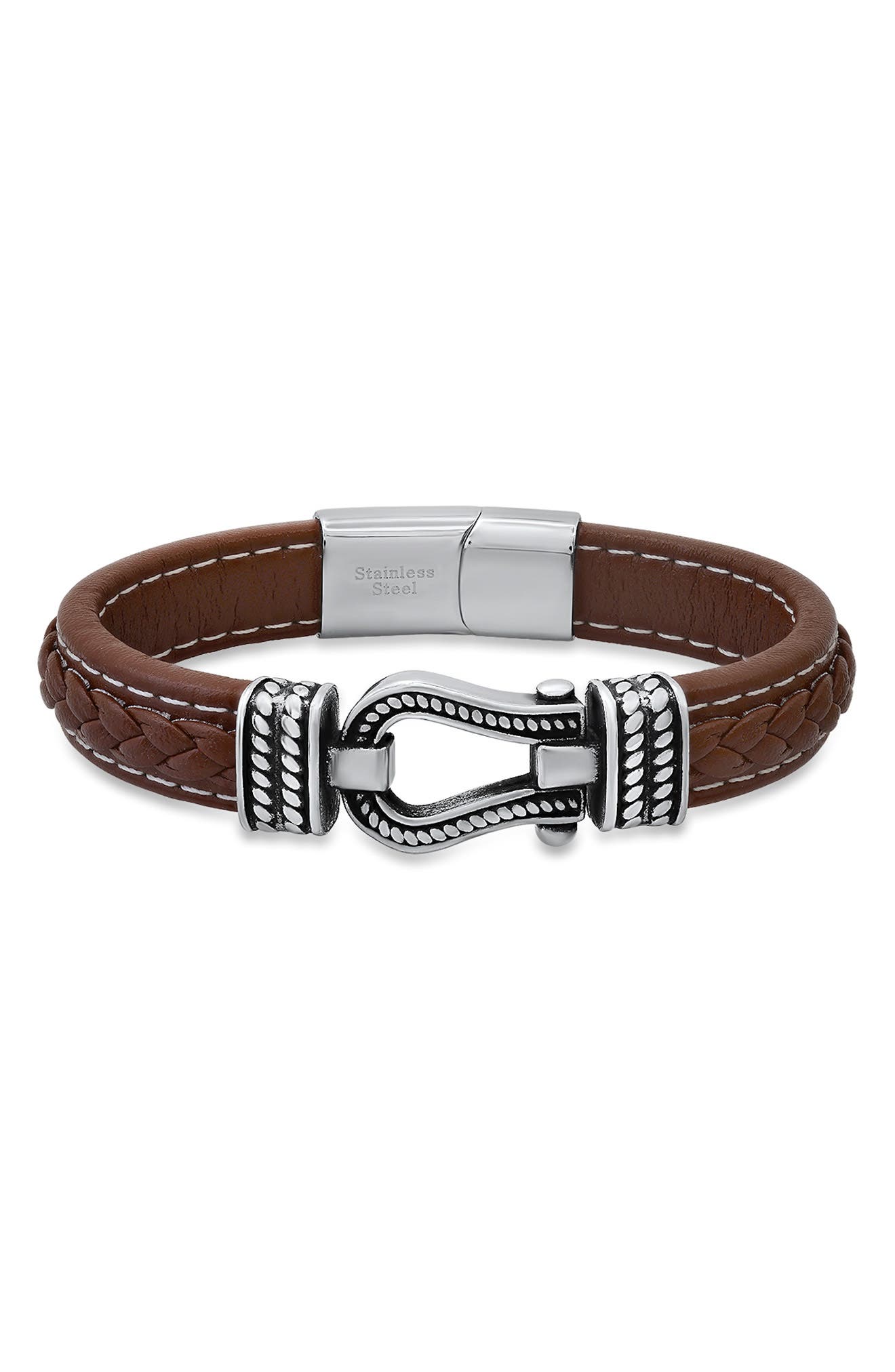 HMY JEWELRY Men's Braided Leather Bracelet
