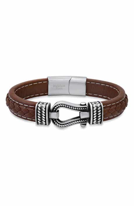 HMY JEWELRY Men's Braided Leather Bracelet