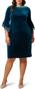 Adrianna Papell Velvet Bell Sleeve Cocktail Dress