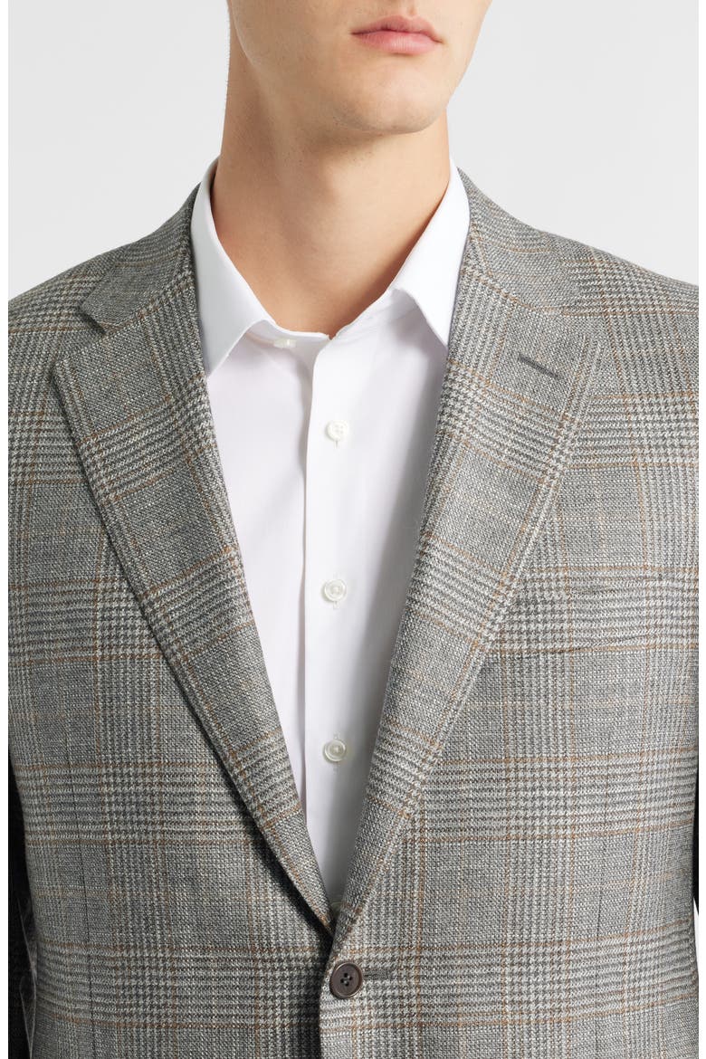 Siena Regular Fit Grey Glen Check Wool & Silk Blend Sport Coat, Alternate, color, GREY