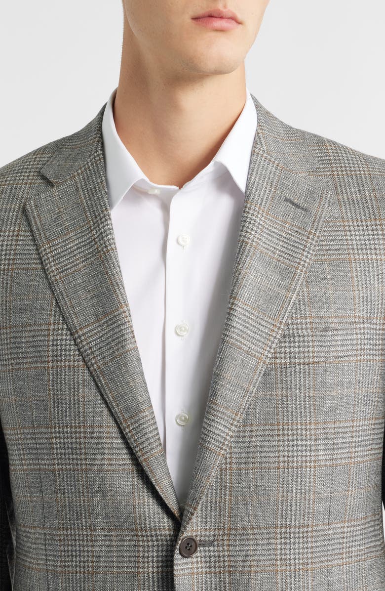 Canali Siena Regular Fit Grey Glen Check Wool & Silk Blend Sport Coat, Alternate, color, Grey
