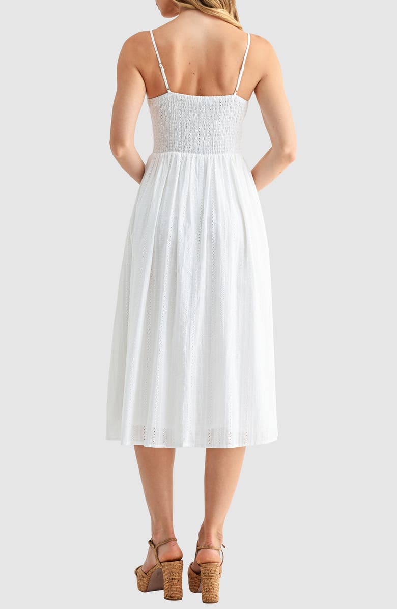 All in Favor Corset Midi Sundress, Alternate, color, White