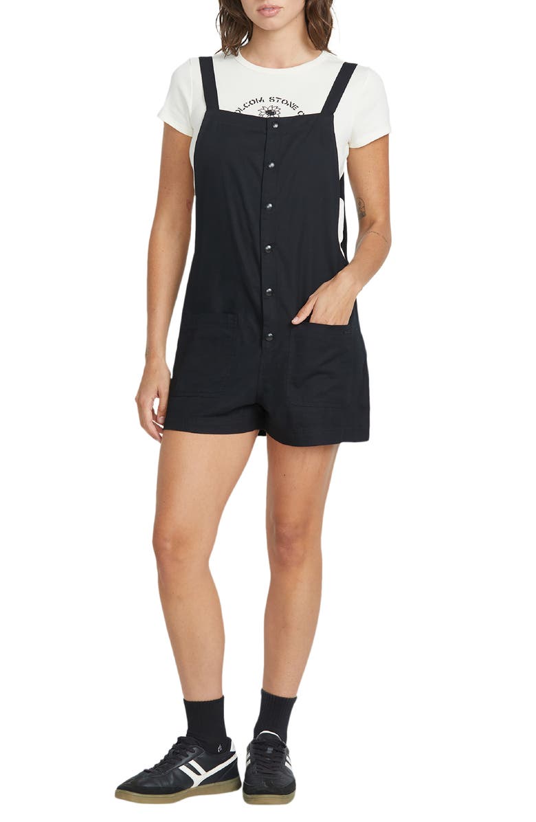 Volcom Stone Strut Cotton Blend Twill Romper, Main, color, 