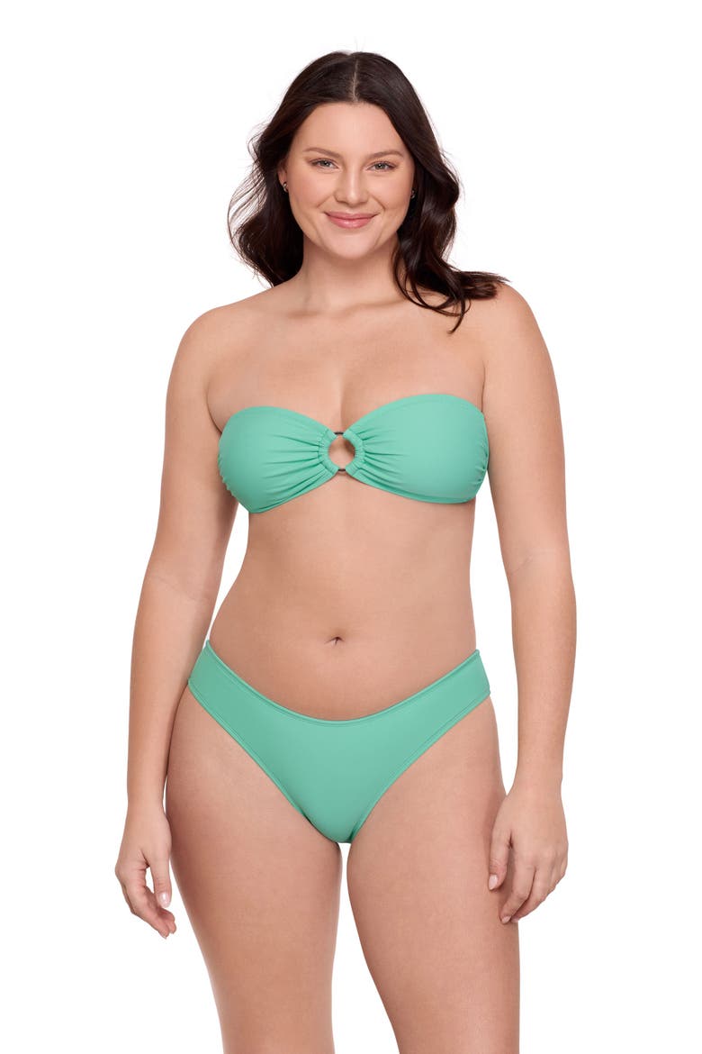 Ring Front Bandeau Bikini Set, Alternate, color, Aqua