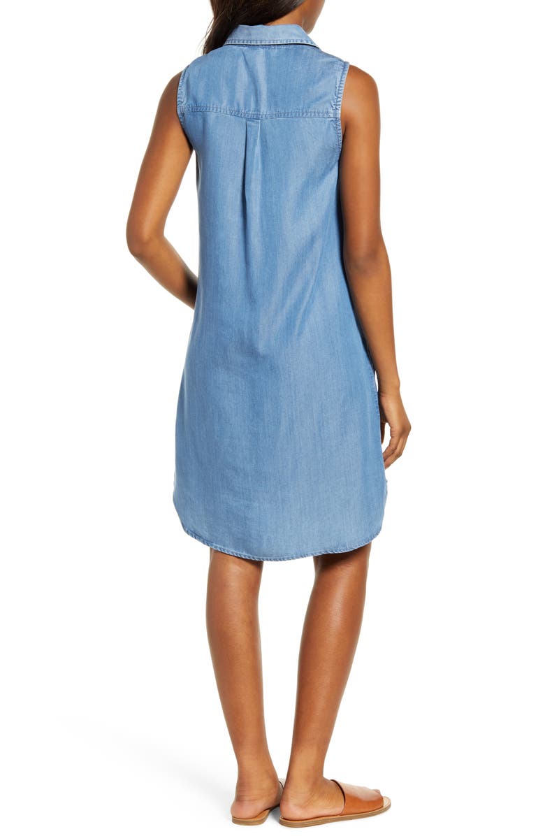 beachlunchlounge Chambray Shift Dress, Alternate, color, 