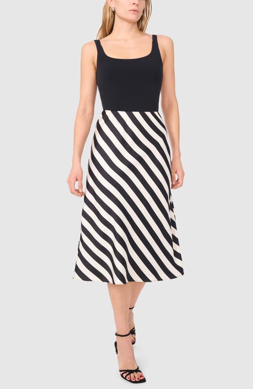 Halogenr Halogen(r) Solstice Stripe Satin Midi Skirt In Rich Black