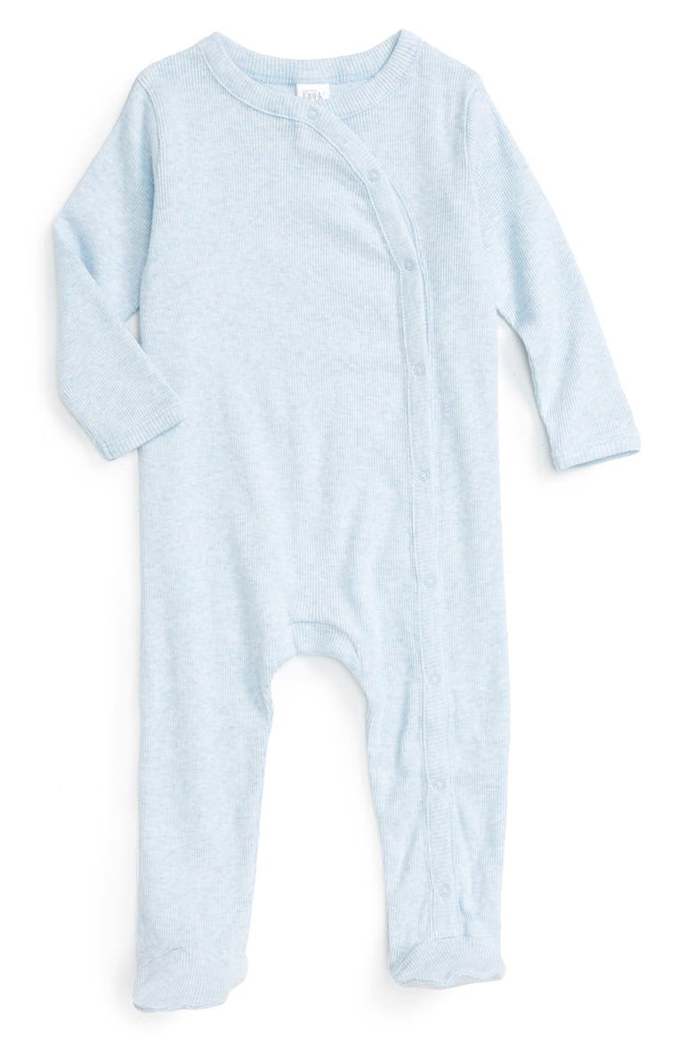 Rib Knit Footie, Main, color, BLUE PRECIOUS HEATHER