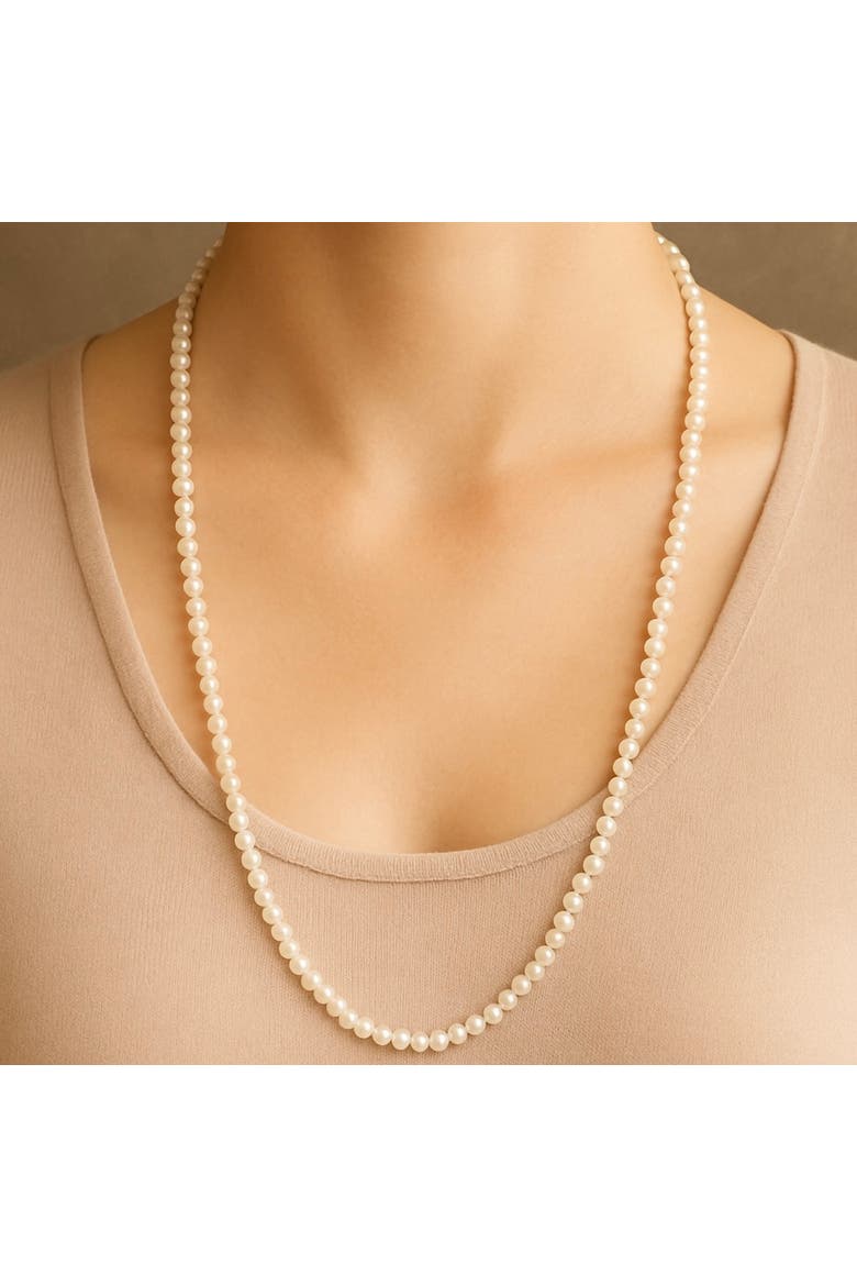 Long 30 Inch Shell Pearl Necklace, Alternate, color, White