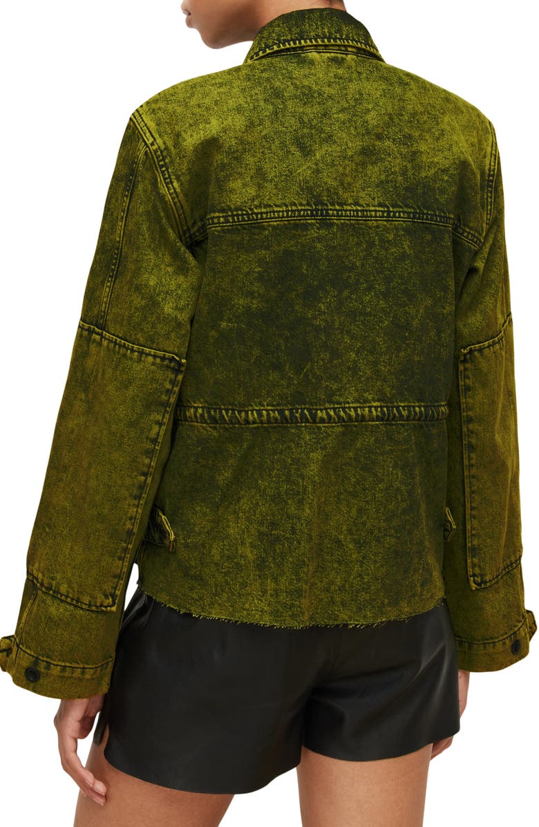 AllSaints Finch Acid Wash Denim Military Jacket, Alternate, color,