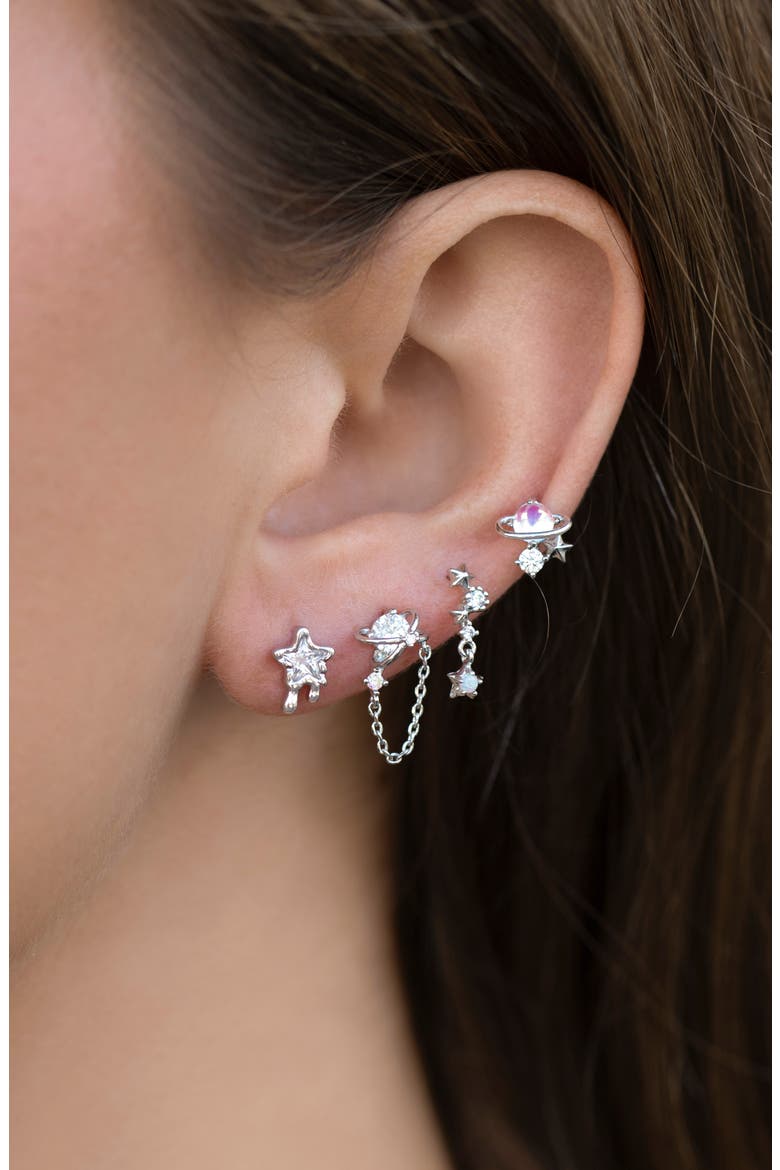 Lunar Dreams Set of 4 Stud Earrings, Alternate, color, SILVER