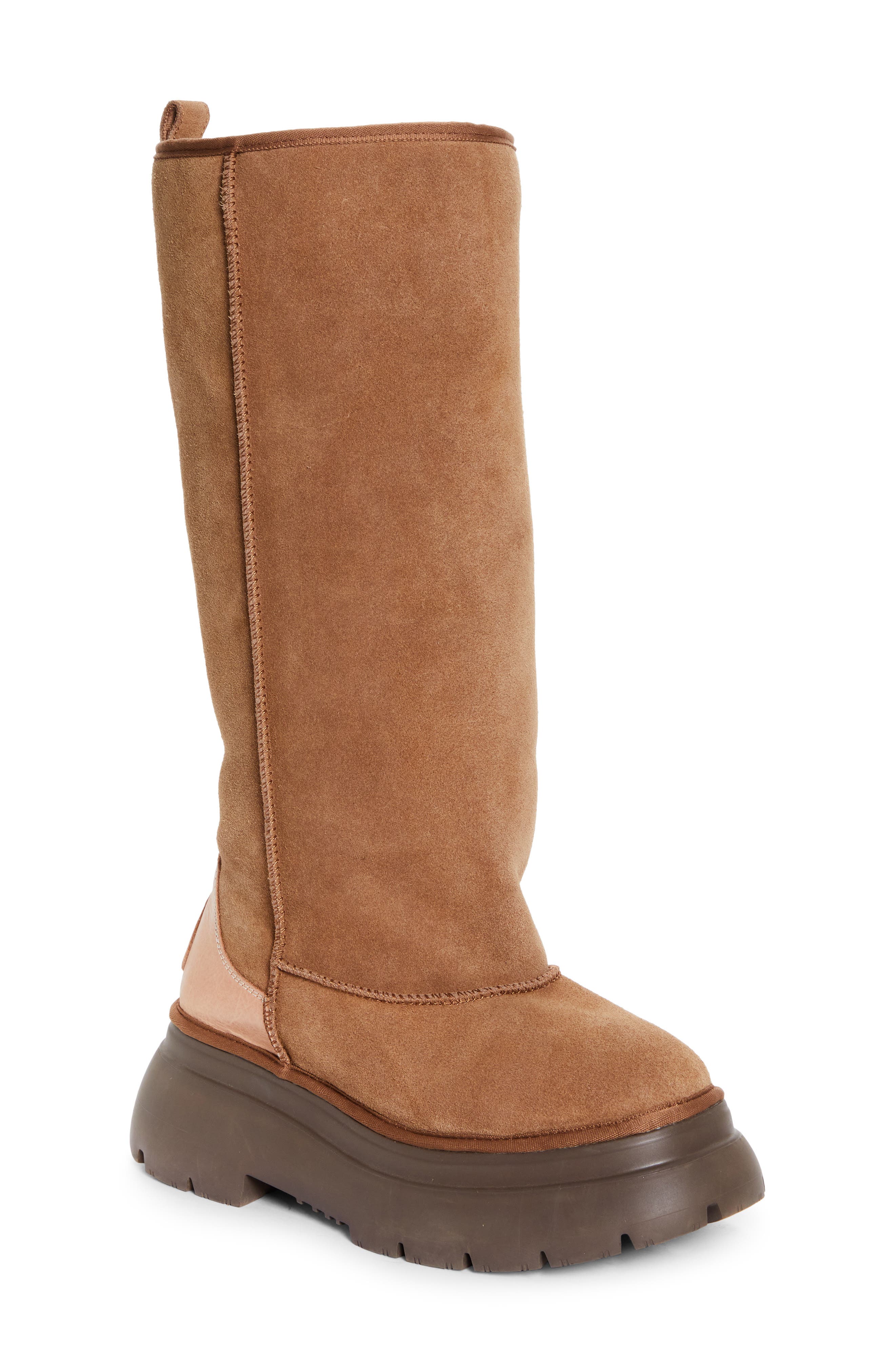 R13 Chunky Sole Tall Genuine Shearling Boot, Main, color, 