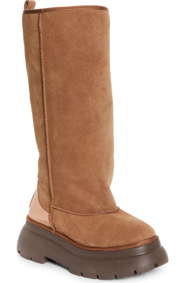 R13 Chunky Sole Tall Genuine Shearling Boot, Main, color,