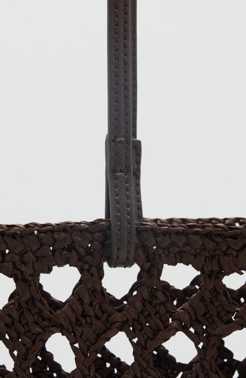 Mango Openwork Crochet Straw Shopper