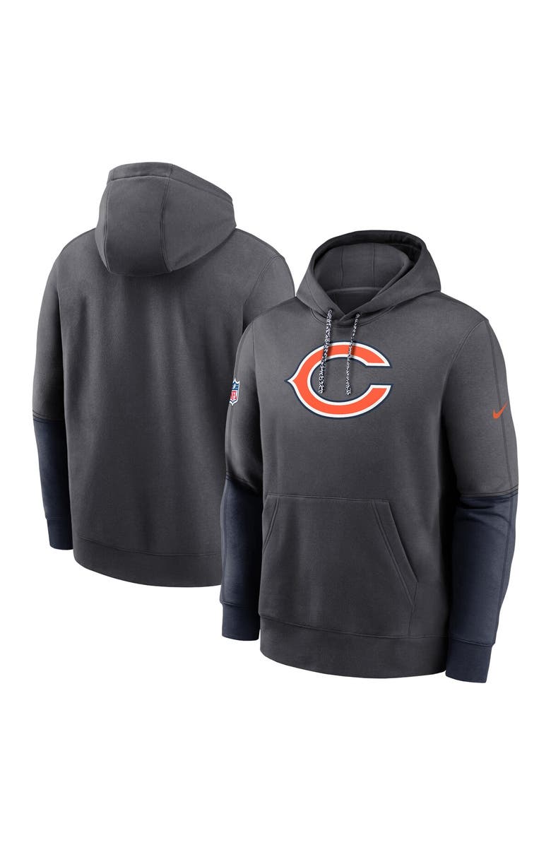 Nike Men's Nike Anthracite Chicago Bears 2024 Sideline Club Pullover Hoodie, Main, color, 