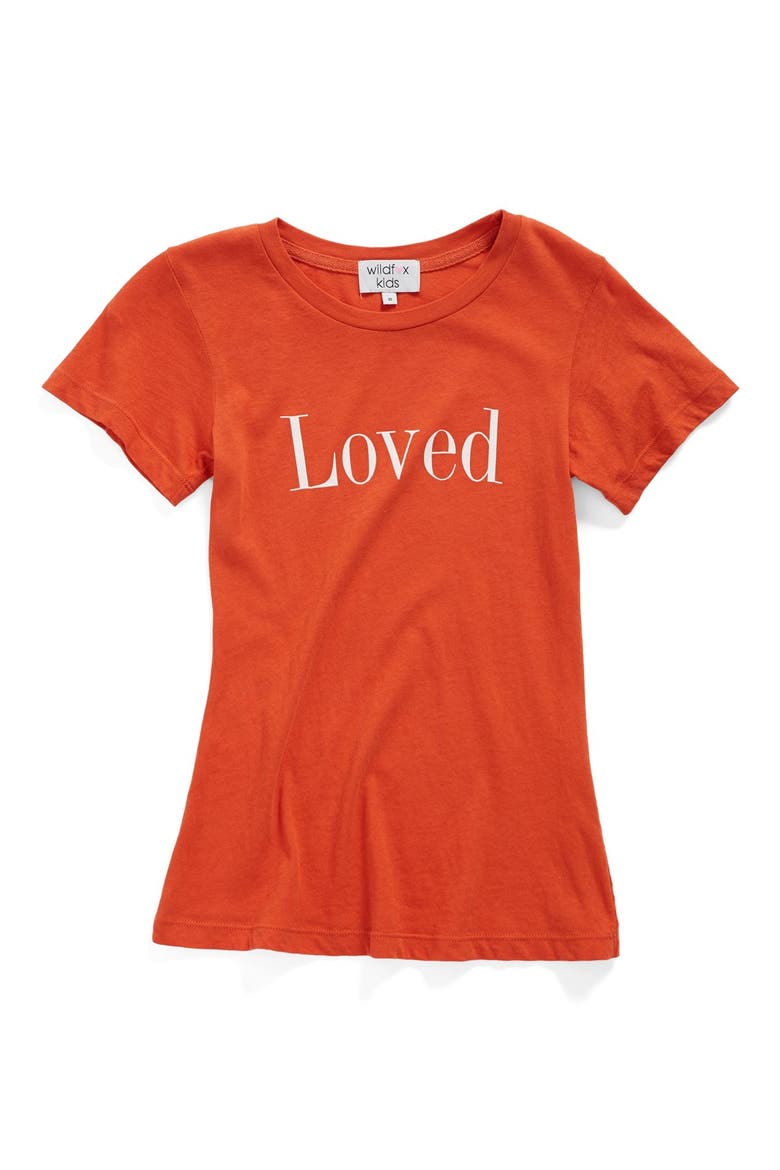 'Loved' Graphic Cotton Tee, Main, color, INDIA RED