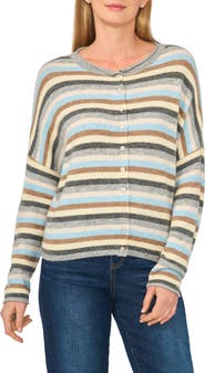 CeCe Striped Cardigan