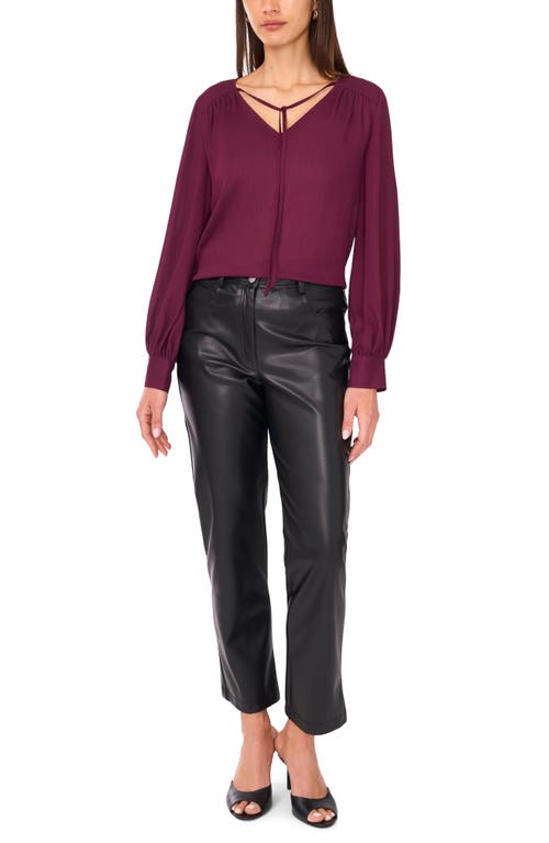 Vince Camuto Split Neck Satin Top In Brown