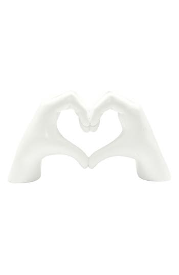 Kinetic Heart Sign Hands Sculpture In White