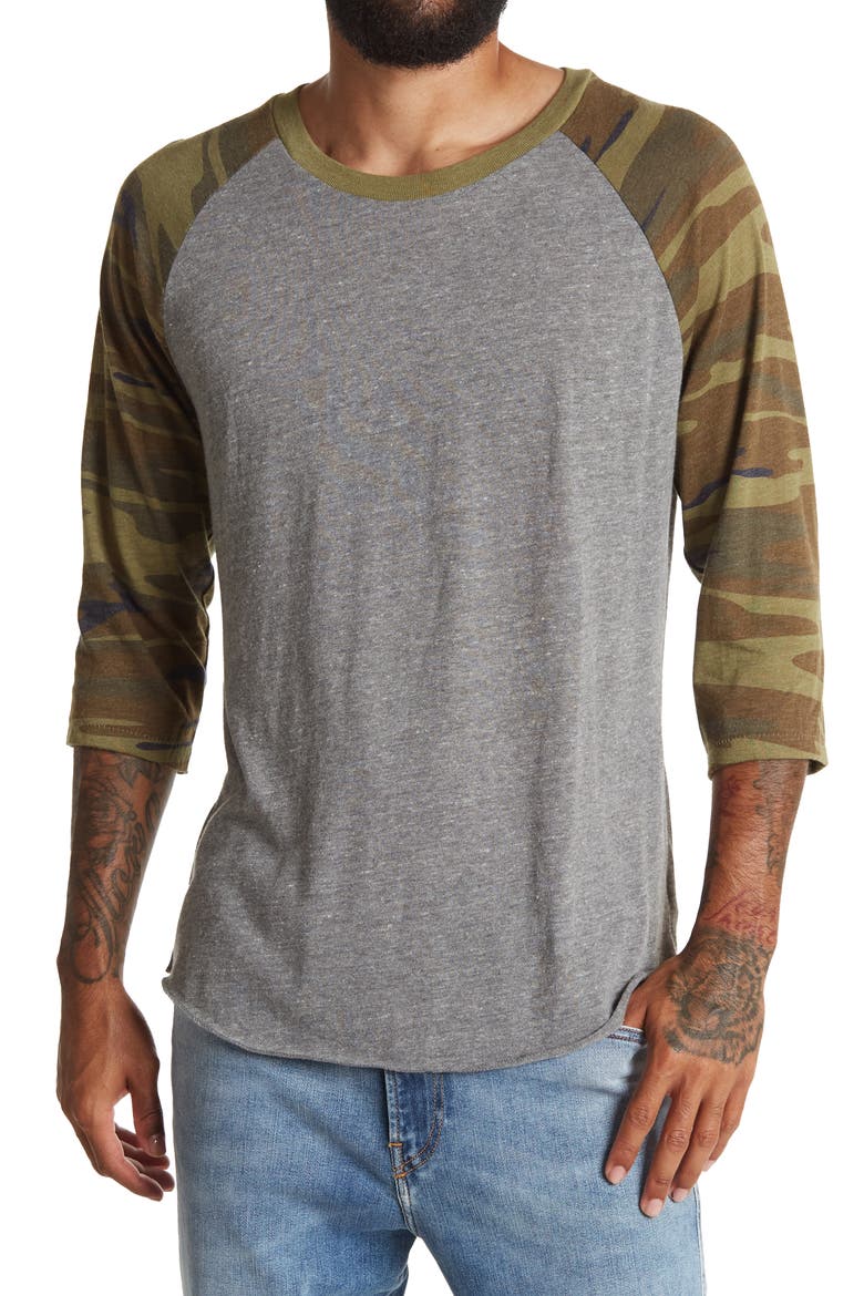 Print Baseball T-Shirt, Main, color, ECO GREY/ CAMO