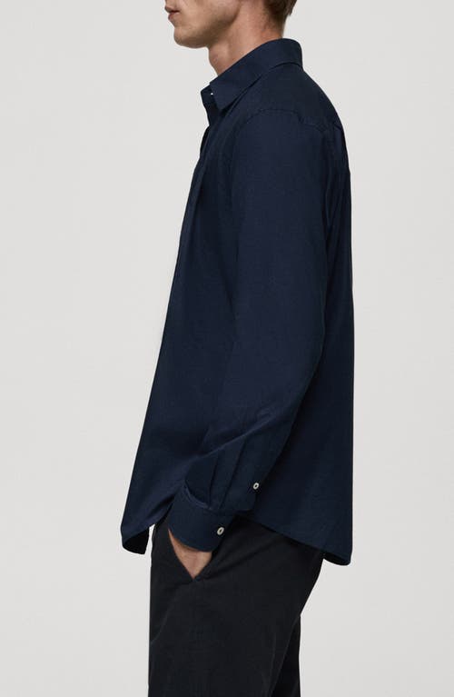Mango Regular Fit Cotton Oxford Button-up Shirt In Dark Navy