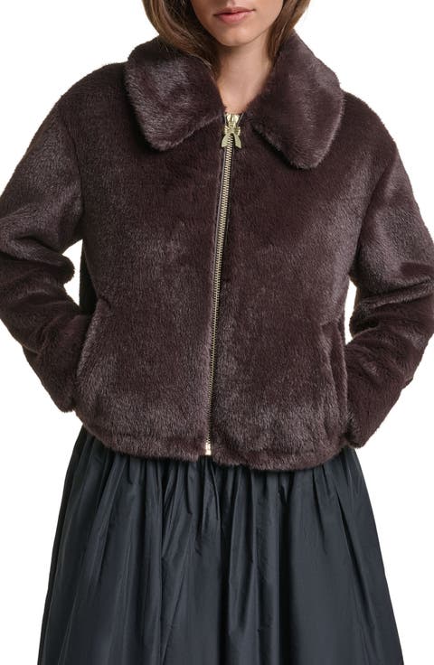 Bow Puller Faux Fur Jacket