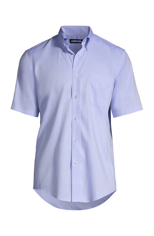 Lands' End School Uniform  Short Sleeve No Iron Pinpoint Dress Shirt In Blue