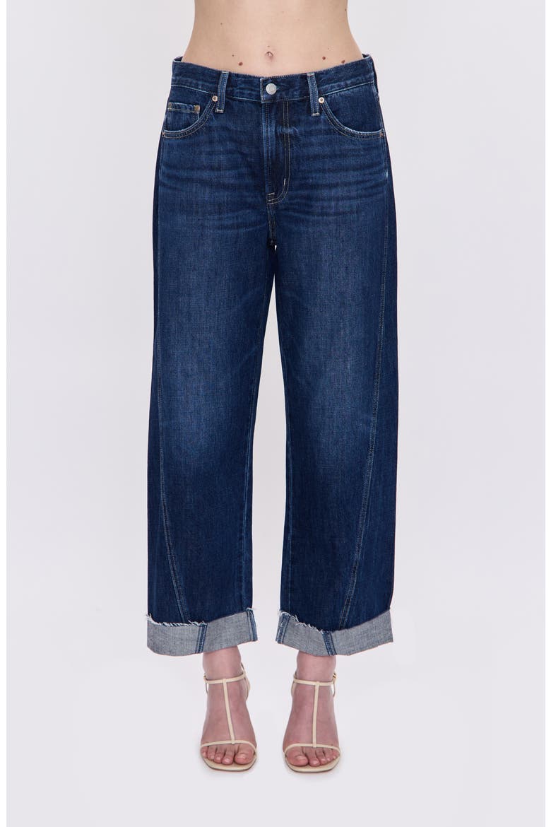 Kacey Cuffed High Waist Boyfriend Jeans, Main, color, RAINSTORM