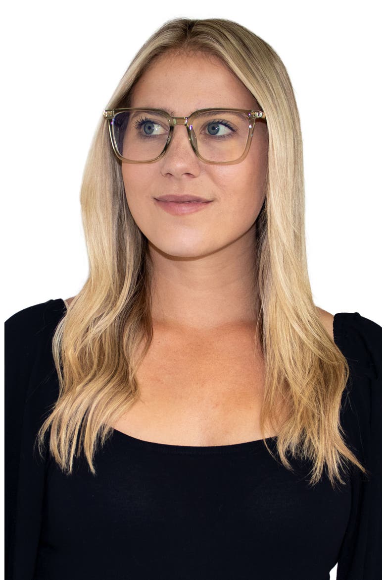 Frankie 62mm Square Blue Light Blocking Glasses, Alternate, color, TRANSPARENT GREEN/ CLEAR