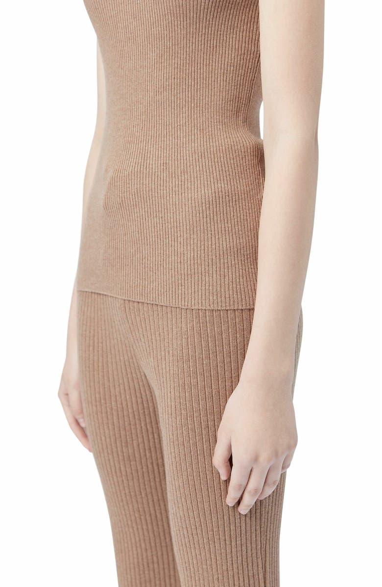 GOBI Mongolian Cashmere Ribbed Cotton Silk Cashmere Blend Tank Top, Alternate, color, Timber Wolf