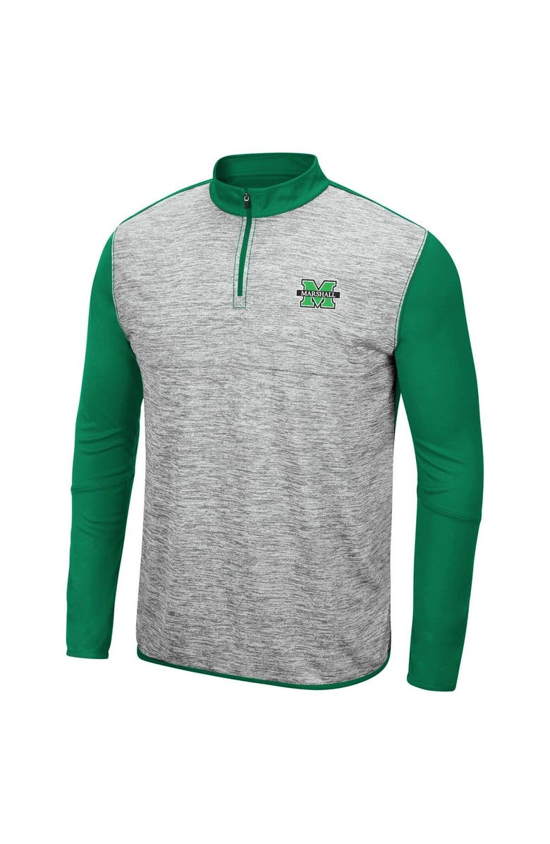 COLOSSEUM Men's Colosseum Heather Gray/Kelly Green Marshall Thundering Herd Prospect Quarter-Zip Jacket, Alternate, color,