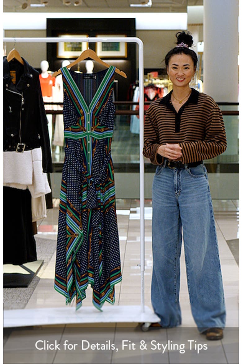 Lauren Ralph Lauren Mixed Print Handkerchief Hem Georgette Maxi