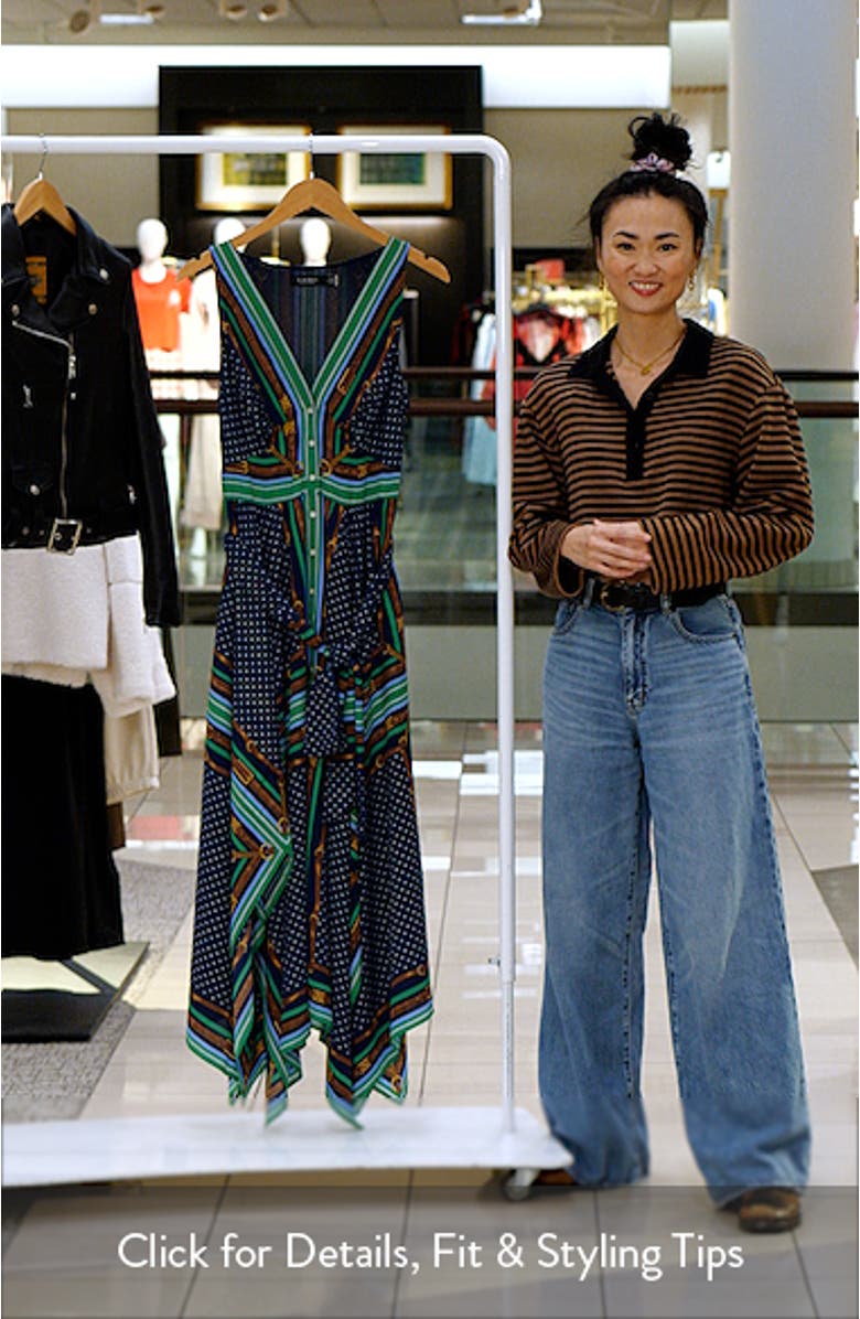 Mixed Print Handkerchief Hem Georgette Maxi Dress, sales video thumbnail