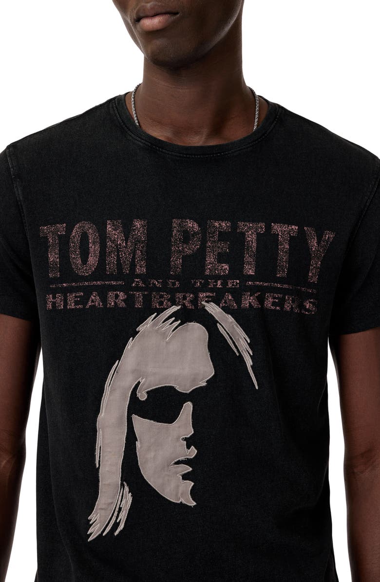 John Varvatos Tom Petty Appliqué Organic Cotton Graphic T-Shirt, Alternate, color, Black