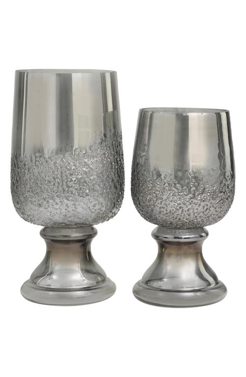 Vivian Lune Home Set Of 2 Modern Glass Candleholders In Gray