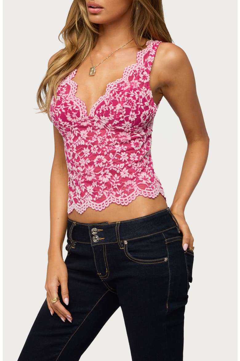 Araura Lace Velvet Crop Tank, Alternate, color, FUCHSIA