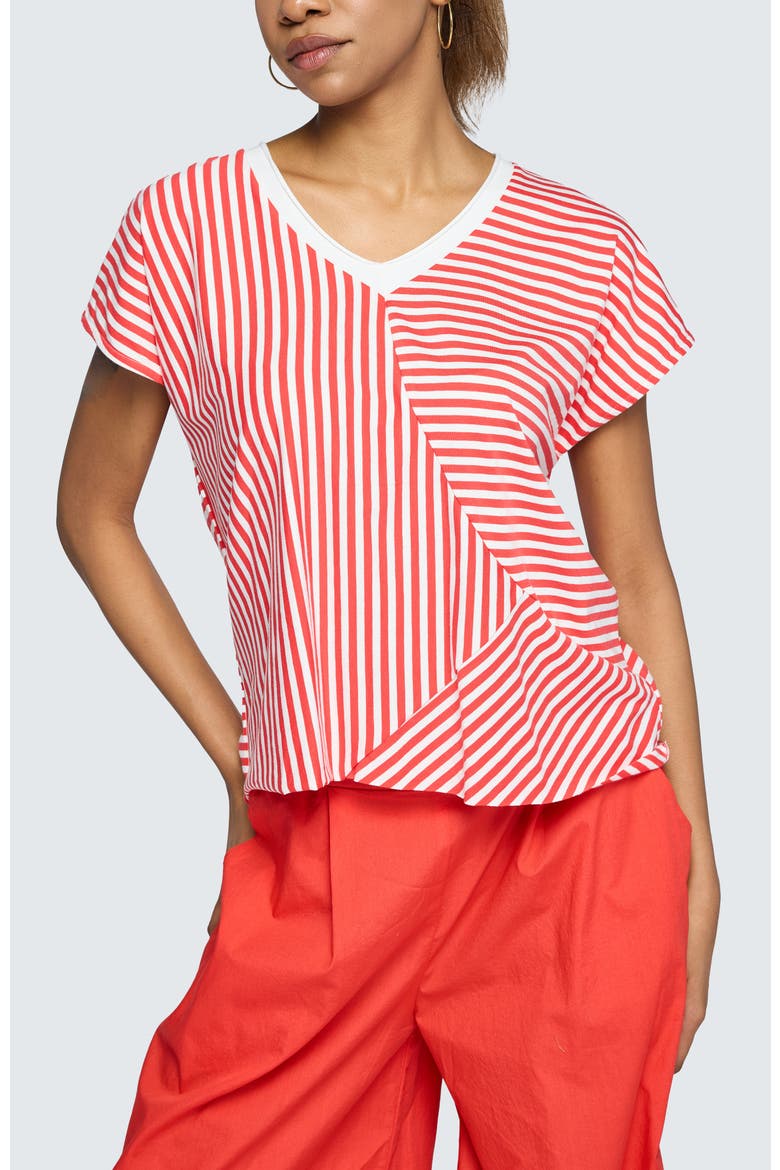 Vanya Striped V-Neck Top, Main, color, Mandarin Strip