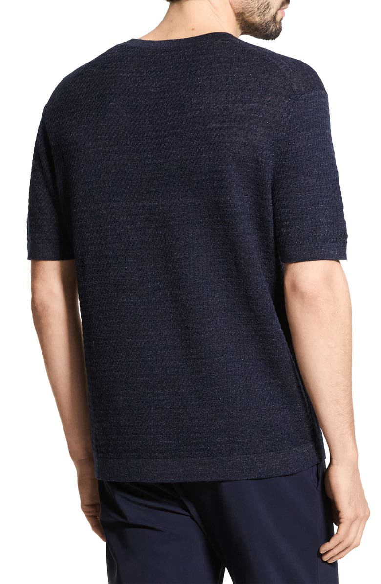 Theory Kolben Short Sleeve Linen & Cotton Blend Crewneck Sweater, Alternate, color, Baltic - Xhx